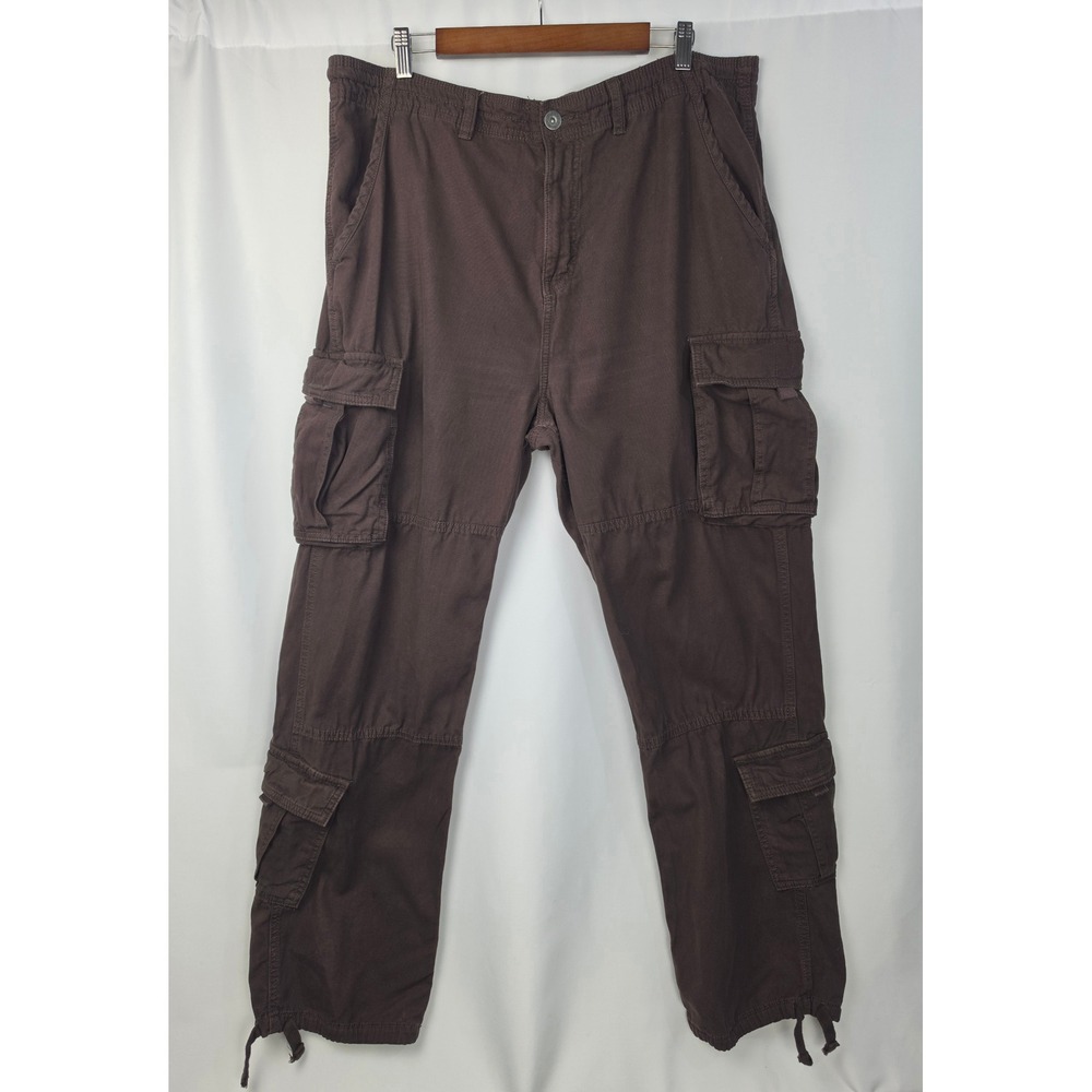 Aeropostale Mens Baggy Cargo Pants Brown Cotton Canvas Utility Pockets 40x30